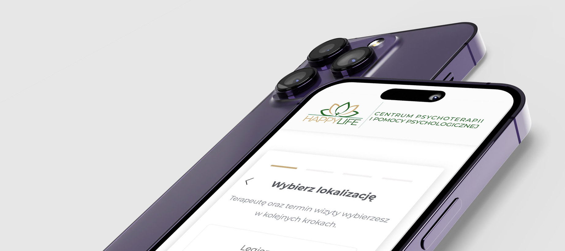 Wybieranie lokalizacji na stronie HappyLife - wersja mobilna